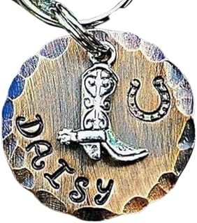 Cowboy Pet Tag, Dog Tag, Pet ID Tag, Western Dog Tag, Cowboy Boot Tag, Pet Tag, Dog Tags, Dog Tags for Dogs, Hand Stamped Tags, Pet Tag, Cat Tag (1.25")