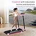 CITYSPORTS 8% Incline Folding Treadmill for Home, 2.0HP Under Desk Adjustable Speeds 1-12km/h, Walking Running Machine, Motorized Electric, LED Display & Fitness App (Pink)