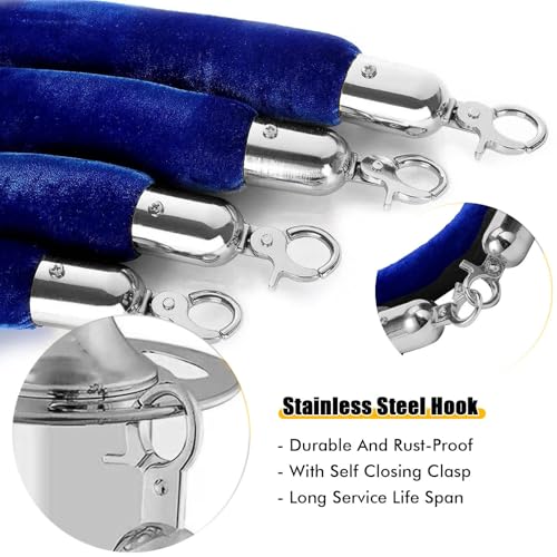 GFLPSQIA Corda de veludo controle de multidão vermelha, 1 4 6 pacote com 8 barreiras de corda de cin