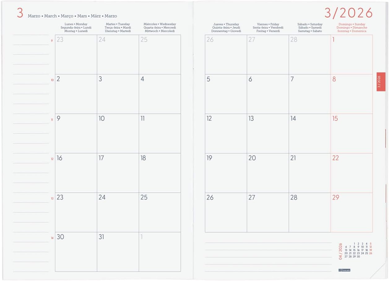 Finocam - Planner Month to View 2026 Month to View January 2026 – December 2026 (12 months) Grey International