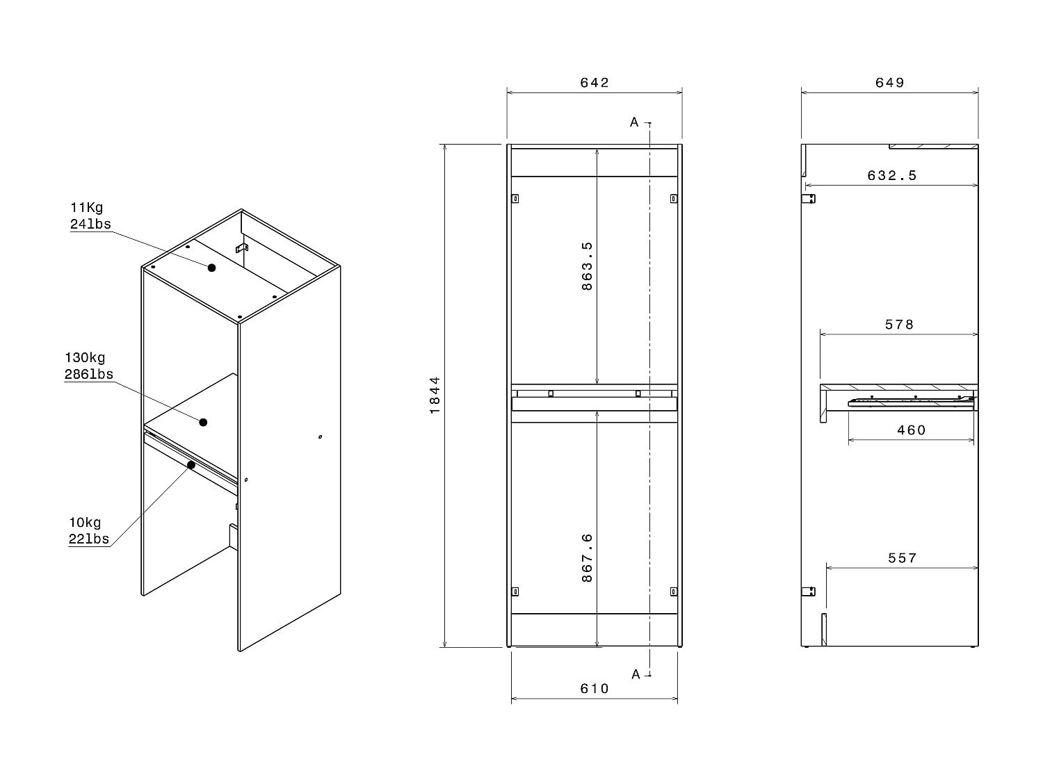 Vente-unique - Mueble para Lavadora Erkano - L 64.2cm x A 64.9cm x H 184.4cm - melamina - Color Natural Claro