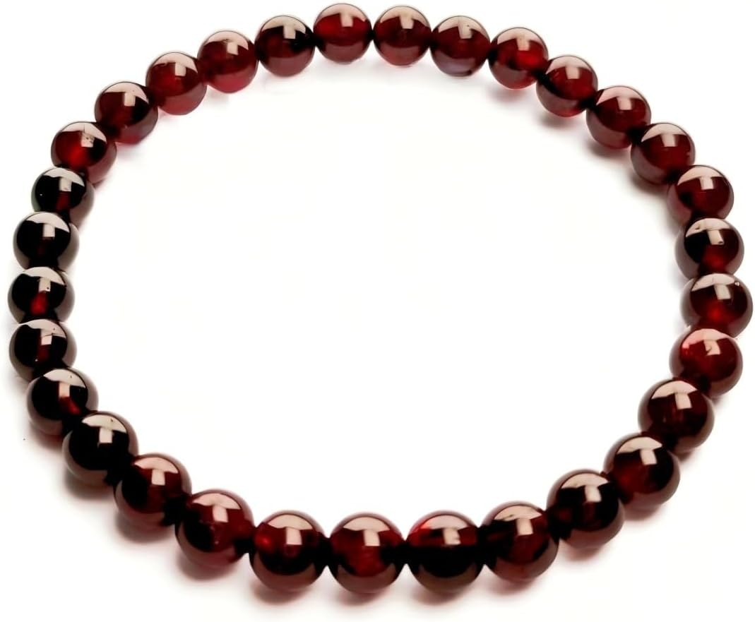 Natural garnet bead bracelet for women - 6mm wine red elastic bracelet, soothing meditation crystal gemstone bracelet - garnet jewelry
