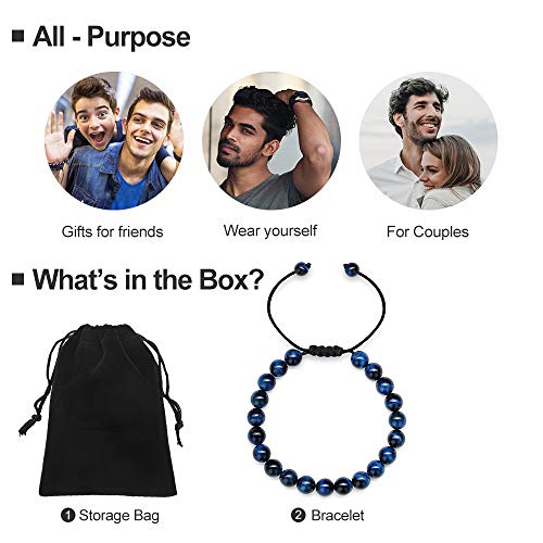 M Mooham Best Gifts For Men Lava Bracelet - Natural Black Lava Rock Stone Mens Anxiety Bracelets, Adjustable Essential Oil Diffuser Healing Bracelet Gifts For Men Office Gifts For Coworkers #TOP2