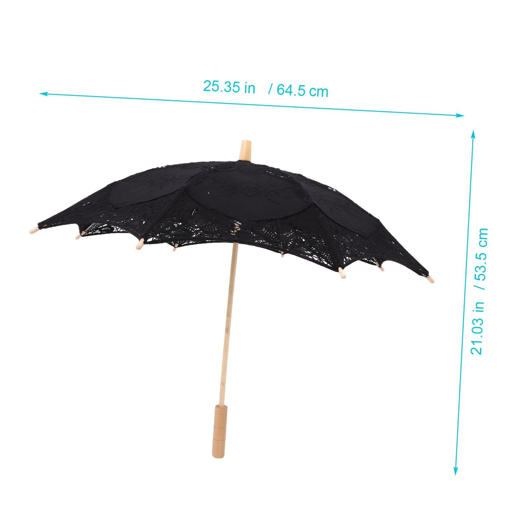 WOONEKY Paraguas de Encaje Elegante y Delicado para Fotografía, Estructura de Madera Resistente y Diseño Romántico para Bodas y Eventos Obsequios