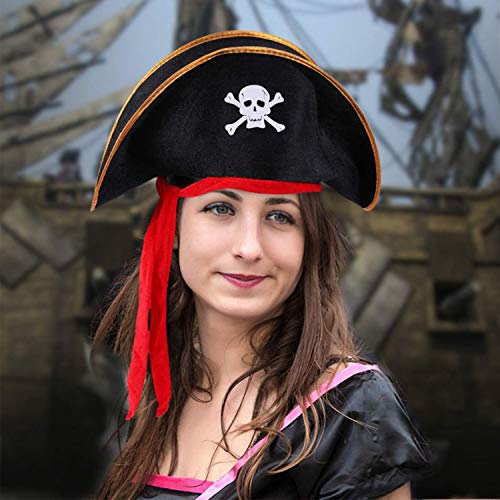 4 Pieces Halloween Pirate Hat Skull Print Pirate Captain Costume Hat For Halloween Masquerade Party Cosplay Hat Prop Decoration #TOP5