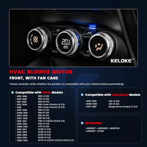 Image of KELOKE Front AC Heater Blower Motor w /Fan Fit for Land Rover & Volvo