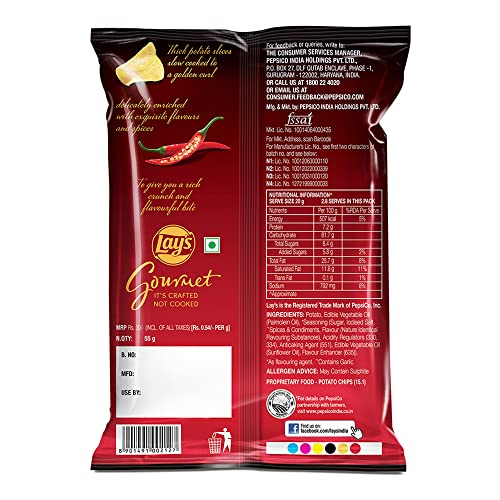 Image of Lay's Gourmet Kettle Chips 55g, Thai Sweet Chilli flavour, Premium Slow-Cooked Potato Chips, Chips and Snacks
