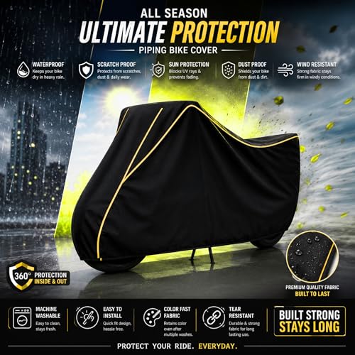 Image of SafeCovers Bike Body Cover for Apache RTR160 Cover for Rain & Dust | Water Resistant, Dustproof, UV Protection, Scratchproof | Heavy Duty Outdoor Motorcycle Cover with Elastic & Windproof Design
