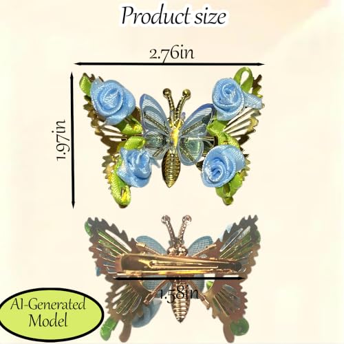 3 piezas clips de cabello con mariposa móvil 3D miniatura 2