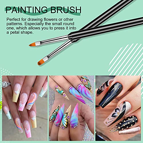 Saviland Nail Art Brushes Set - 6Pcs Double-End Nail Art Brushes Kit Professional Nail Art Tools Kit With Painting Dotting Line Pen For Gel Polish Nail Design Nail Carving French Nails #TOP3