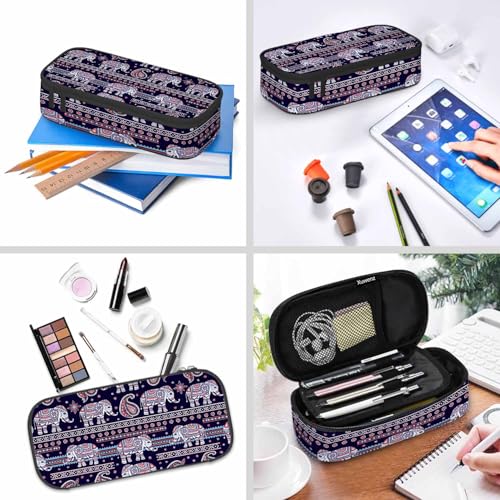 Image of Lotus Elephant Pencil Bag Purple African Tribal Ornament Ethnic Animal Big Capacity Pencil Case Pencil Pouch Pen Bag School Students Boy Girl