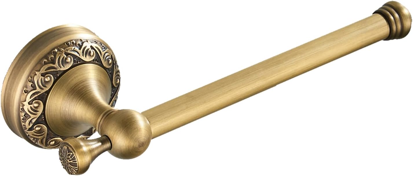 Flybath Toilet Paper Holder Brushed Brass Antique Wall Mounted for Bathroom | Exquisite Pattern Carving, Rustproof Sturdy, Heavy Duty, Easy to Fit, Vintage Gold Loo Roll Holder, Bath Paper Storage Bronze