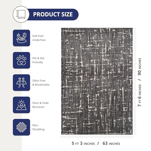 Tapete decorativo Abani negro 5'3" x 7'6" miniatura 2