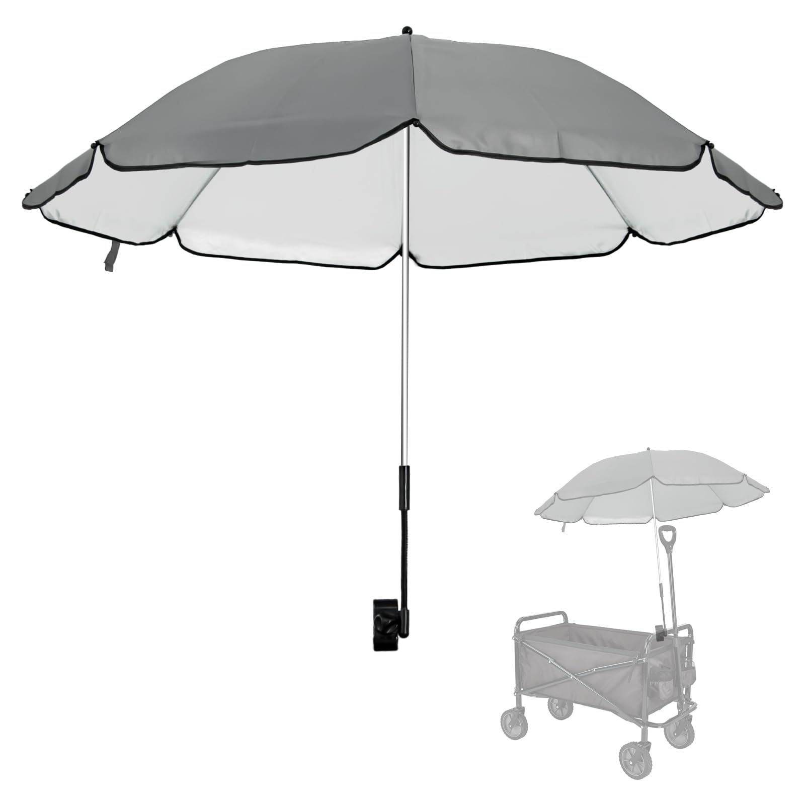UPF 50+ Wagon Umbrella with Universal Clamp, Adjustable Lounge Wagon Umbrella Attachment, Lightweight for Easy to Carry, Portable Clamp on Camping or Beach Chair, Stroller, Golf cart : Baby