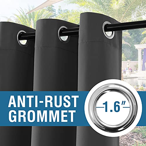 H.versailtex Indoor Outdoor Curtains For Patio Waterproof Stainless Steel Silver Grommet Thermal Insulated Blackout Outdoor Drapes For Deck/Gazebo, Charcoal Gray, 52X84 Inch, 1 Panel #TOP3