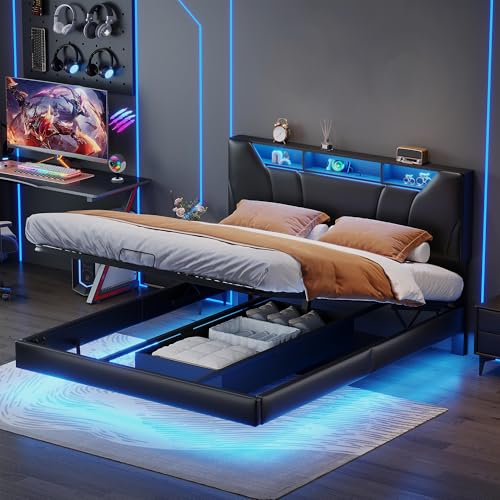 JYNVO Letto imbottito 160 x 200 con illuminazione a LED,