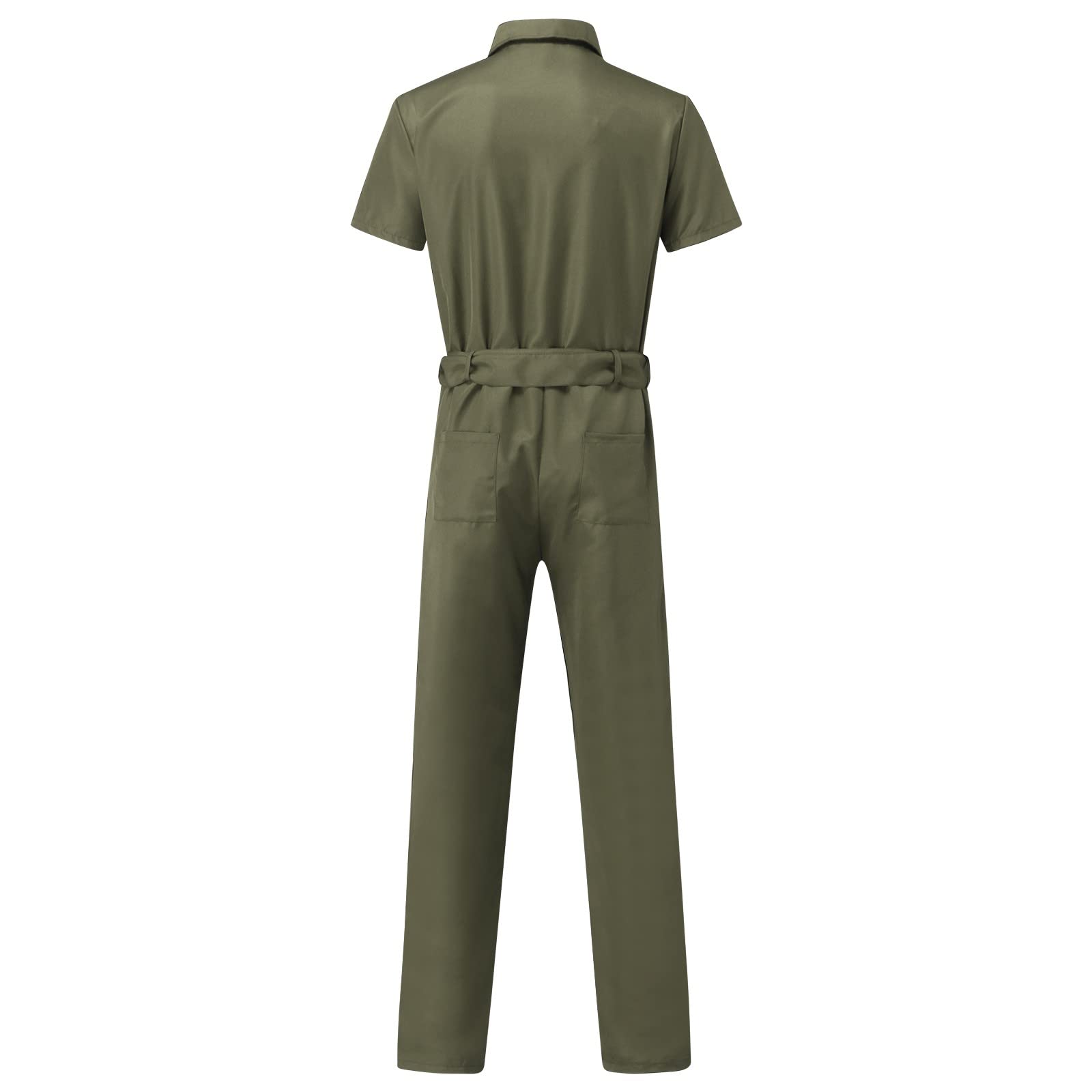 Combinaison pour homme - En coton - Grande taille - Longue - Avec revers - Manches courtes - Avec taille haute - Combinaison à une rangée - Pour le sport - Pantalon de travail