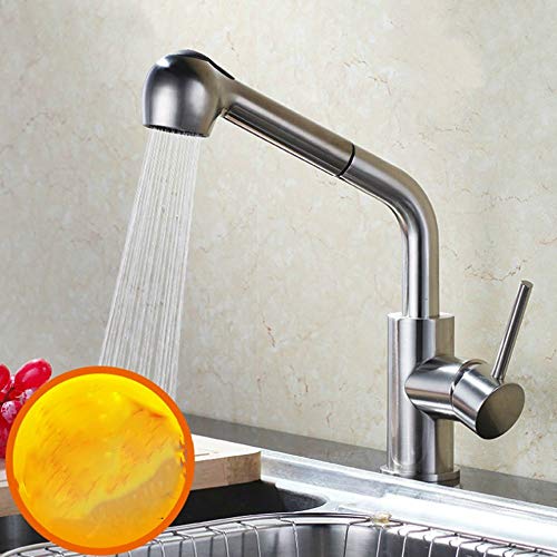 Robinet à traction en acier inoxydable rotatif télescopique évier de cuisine