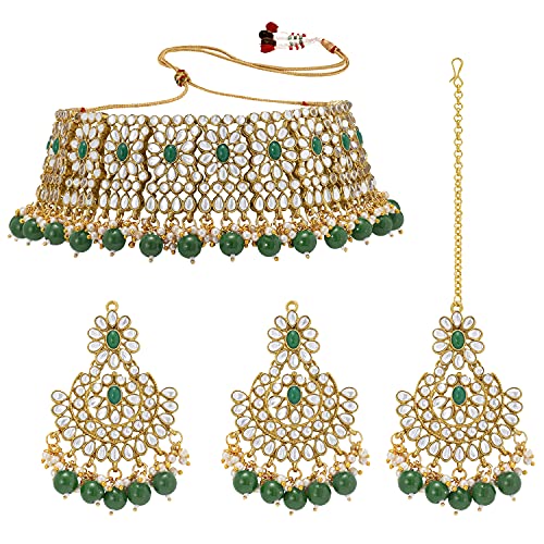 Image of Peora Crystal Faux Pearl Necklace & Jewellery Set Gift for Women
