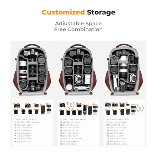 Image of K&F CONCEPT Camera Backpack,Hardshell Photography DSLR Camera Bag with 15-15.6 Inch Laptop Compartment Hard Shell Camera Case Compatible with Canon /Nikon /Sony /DJI Mavic Drone