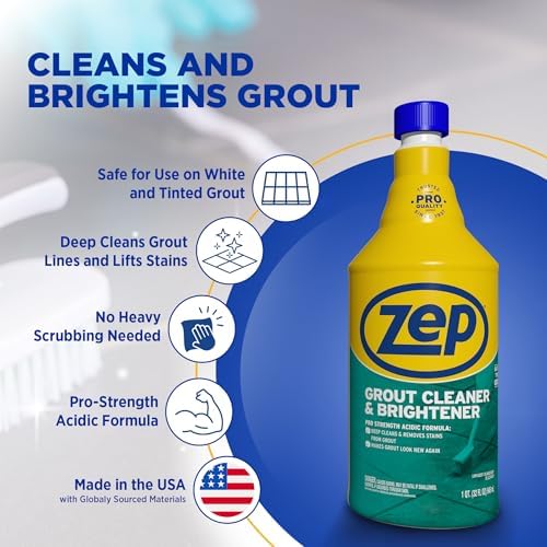 Zep Grout Cleaner and Brightener - 32 Ounce (1 Bottle) - ZU104632 - Deep Cleaning Formula Removes Old Stains From Grout - 2