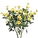 AILANDA 2PCS Artificial Flowers Rose Bouquets UV Resistant Fake Plants Greenery Shrubs Bush Yellow Silk Flowers Arrangement for Wedding Home Party Table Centerpieces Garden Porch Decor