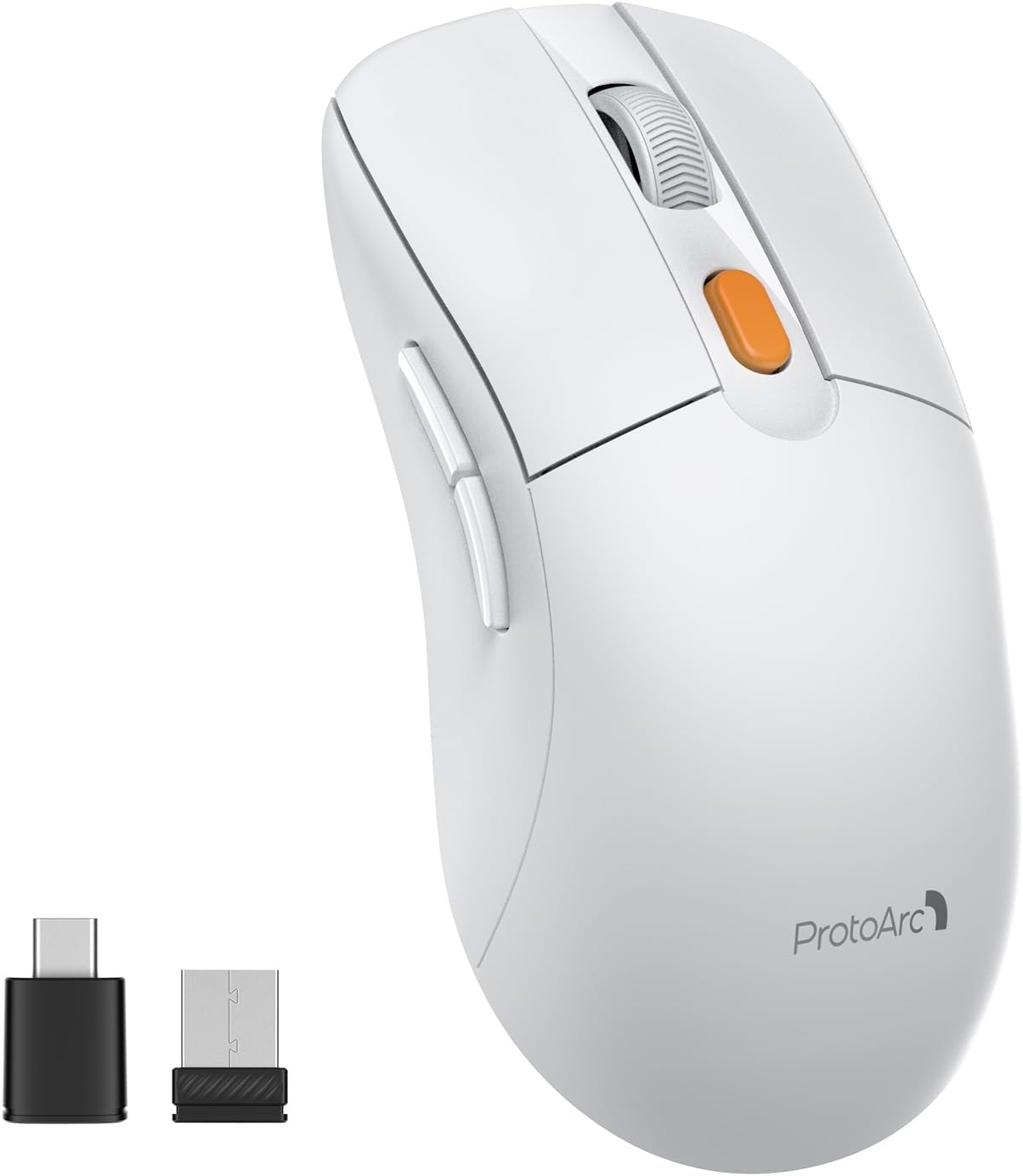 ProtoArc Wireless Mouse Jiggler, USB C Mouse EM15 Type C Wireless Jiggler Mouse Rechargeable Portable Slim Mouse Mover for Laptop, MacBook, PC, ipad, Tablet, Computer-White