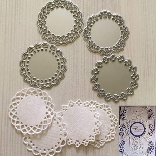 Vvs SFS2019FL8J9HAX17Q2NIWD Metal Die Cuts Set Include 4 Different Patterns Round Lace Flower Border Cutting Dies Cut Stencils thumb #2