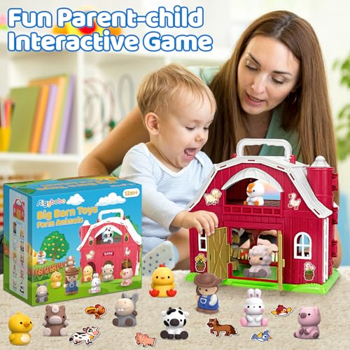Aigybobo Farm Animal Playset for Toddlers Ages 1-3 – Montessori Learning Toy with Animal Figures and DIY Stickers, Perfect Christmas or Birthday Gift for Baby Boys and Girls 12-18 Months