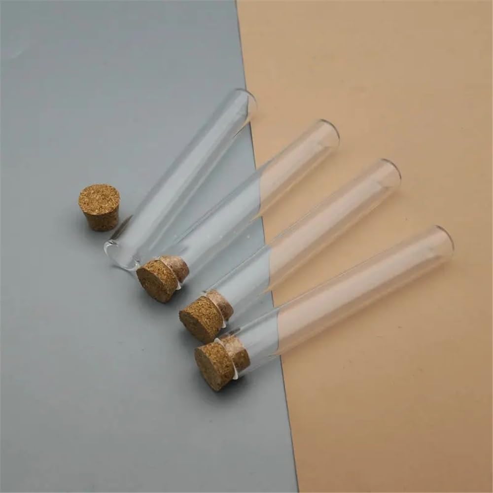 probówki z przezroczystego szkła, Probówki szklane z korkami płaskim dnem 12x75mm 20/50/100 szt(100pcs)