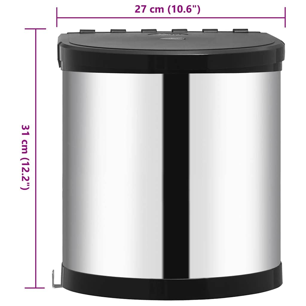Tomostar Poubelle pour Porte Cuisine, Poubelle sous évier de Porte Pivotante Acier inoxydable 12 L