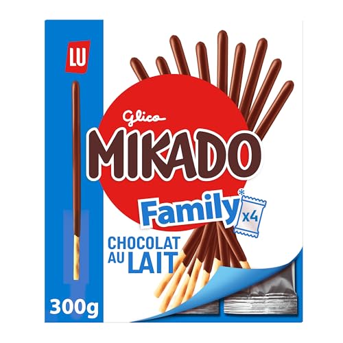 Mikado LU, Palitos de Galleta Crujientes, Cubiertos de Chocolate con Leche, Pack Familiar de 300 gr