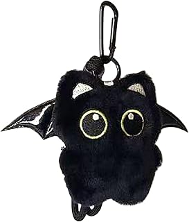 Super Cute Funny Big Eyes Black Cat Lucky Kitty Theme Keychain Good Luck Siamese Key Chain Ring Bag Pendant