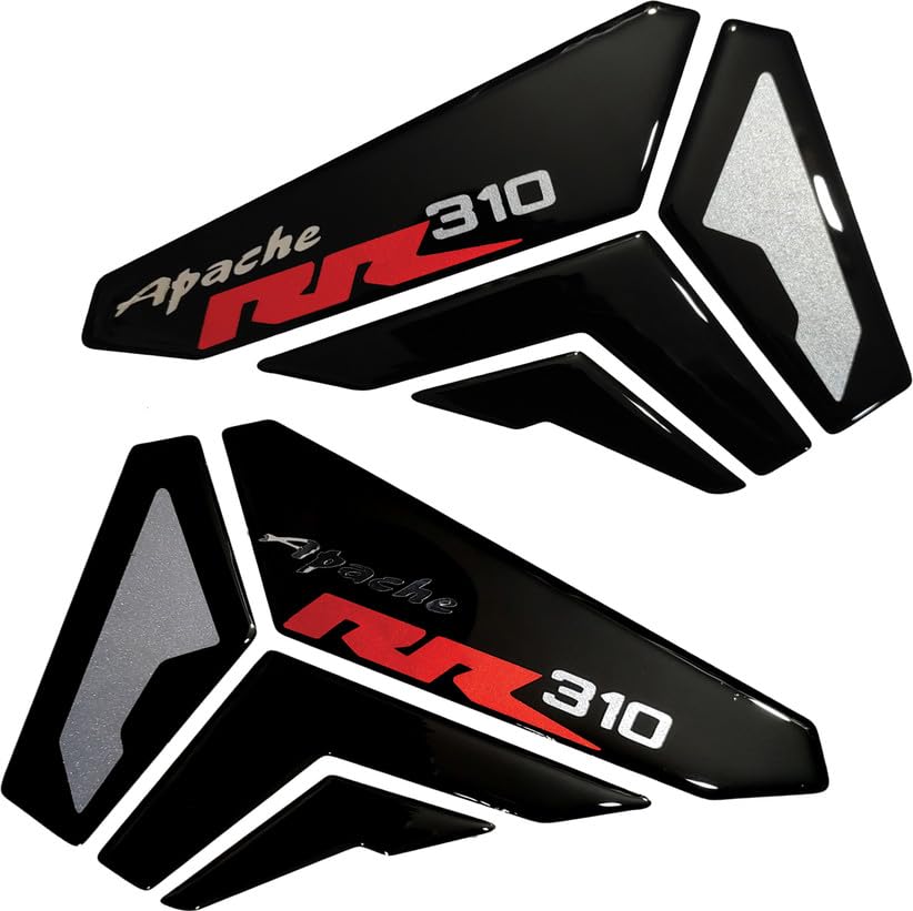 Image of Apache RR310 Motorcycle Side Knee Pad Decals and Stickers, Red and Black (RED Silver)