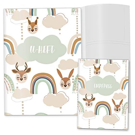 U-häfte fodral set Awesome World undersökningsskal & vaccineringsfodral snygg presentidé personlig med namn och födelsemedel U-Heft Set 3-teilig Sweet Rainbow