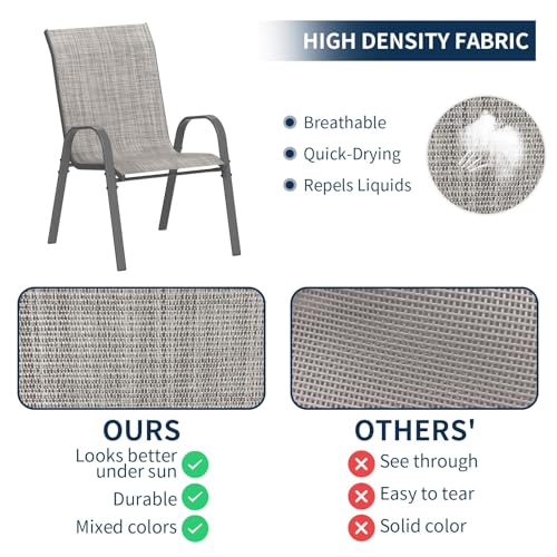 Image of Amopatio Patio Chairs Set of 2, Outdoor Stackable Dining Chairs for All Weathe, Breathable Garden Outdoor Furniture for Backyard Deckr(Light Grey)
