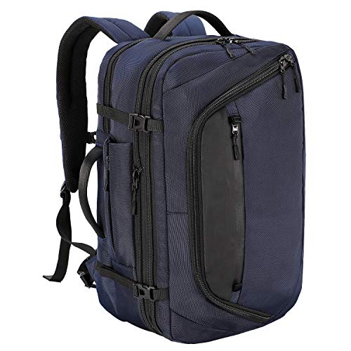 MIER Flight Carry on Backpack 40L Expandable Anti Theft 17.3”Laptop Duffel,Blue