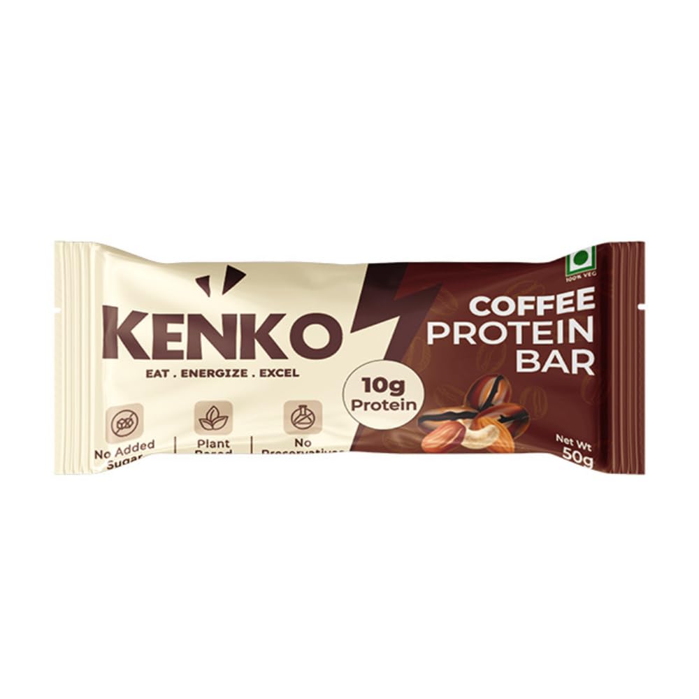 KENKO Protein Bar Coffee | Pack of 12 | 12 x 50 g each | No Added
