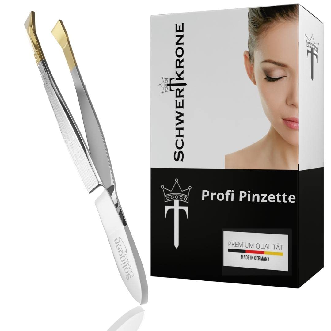 Schwertkrone Pinzetten-Set 4-teilig – Edelstahl Pinzetten Für Augenbrauen, Haarentfernung & Splitter In Rotem Etui