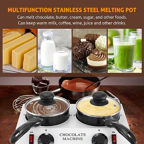 WICHEMI Chocolate Melting Pot Electric Chocolate Melter Warmer Dual-Pots - 3