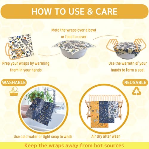 image for BYTTME Reusable Beeswax Wrap, 9 Pack Wraps for Food, Eco-Friendly Bees