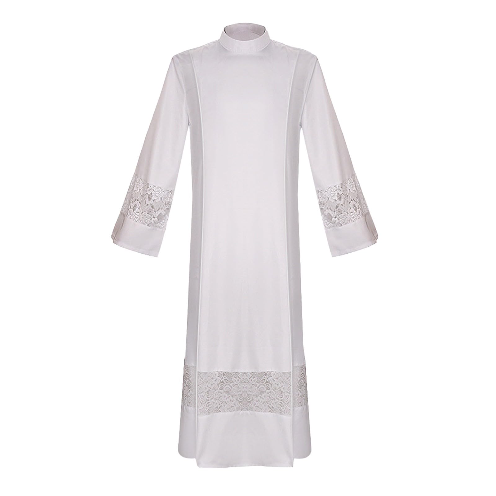 Bata de jacquard eclesiástica blanca para vestimenta litúrgica formal 8