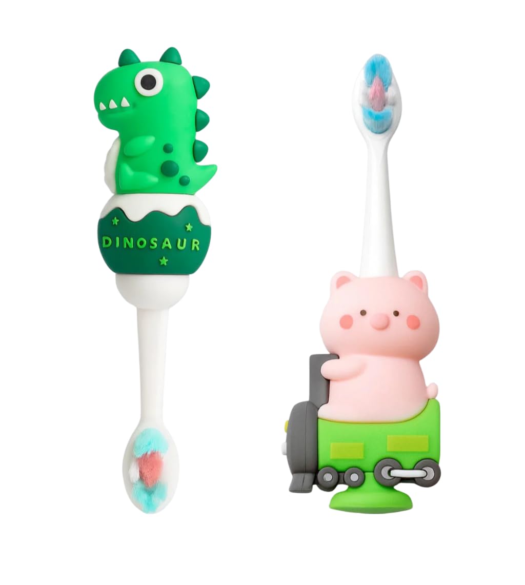 Toothbrush For Toddlers (Combo of 2 (Green Dino & Piggy Express))-image-18