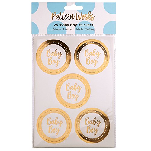 Neviti Motif Fonctionne  Autocollant bébé garçon, Doré, Lot de 25