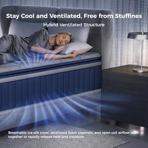 Sweetnight CoolNest 14 Inch King Size Mattress, Hybrid King Mattresses with DuoSense Pillow Top & Memory Foam for Feels up to 8° Cooler, Medium Firm Mattress for Pressure Relief CertiPUR-US Certified - Image 6