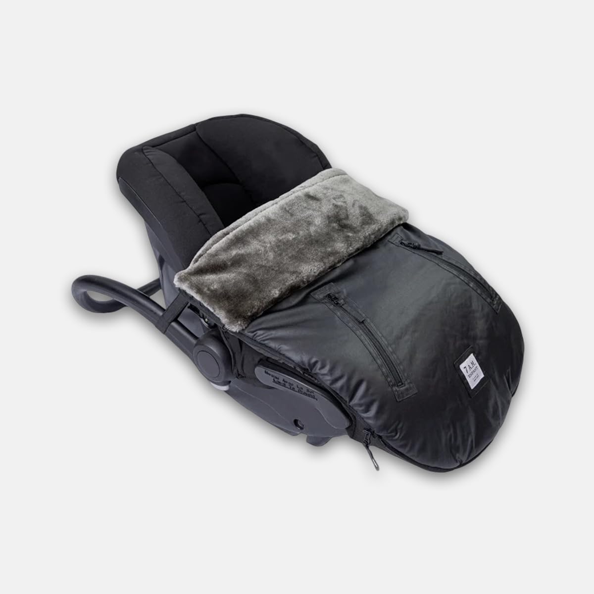 7 AM Enfant - Saco para cochecito de bebé, bolsa de invierno repelente al agua para cochecitos y asiento de coche, forro polar suave y forro de felpa para bebé | (gris jaspeado, piel sintética negra