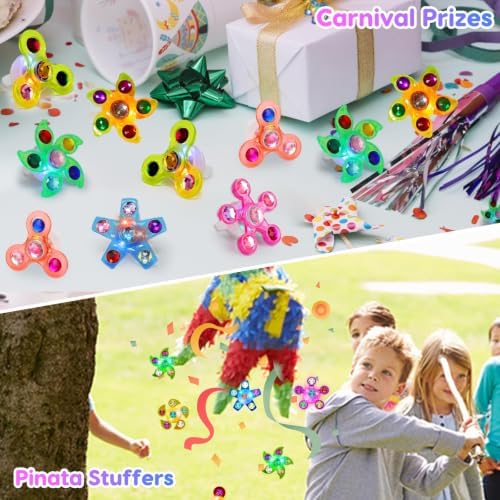 24PCS LED Light Up Fidget Spinner Rings Birthday Party Bag Fillers Glow Party Favors Bulk for Kids 4-8 8-12, Goodie Treat Bag Stuffers Pinata Fillers Carnival Prizes Classroom Treasure Box Toys — view 5