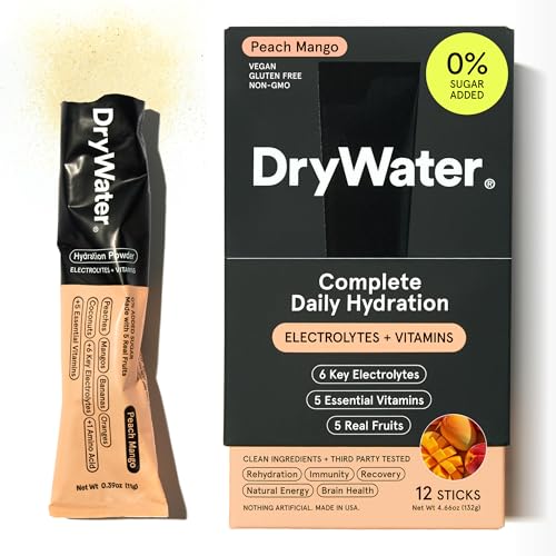 DryWater Electrolyte Powder Packets, Peach Mango - Hydration Packets Drink