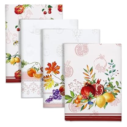 Arquiel Küchentücher Baumwolle 4 Stück, Geschirrtücher 100% Baumwolle Obst Küchenhandtuch Set Multi-Purpose Hochwertige Küche Trockentuch Bar Handtücher 48 x 70CM