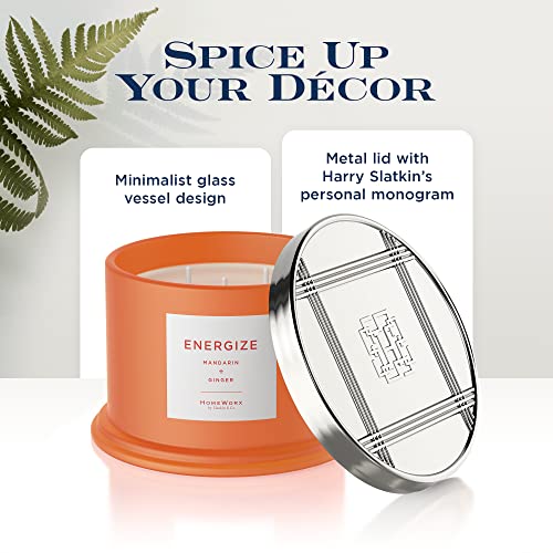Premium Scented 3-Wick Candle, Energize, Clementine & Spice, Homeworx By Slatkin & Co - 14 Oz - Long-Lasting Jar Candle, 30-40 Hours Burn Time - Mandarin, Ginger, Elemi, & Peppermint #TOP3